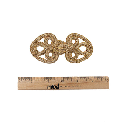 Vintage Gold Lurex Bullion Stitch Classical Frog Closure - 2" x 4.5" Full
