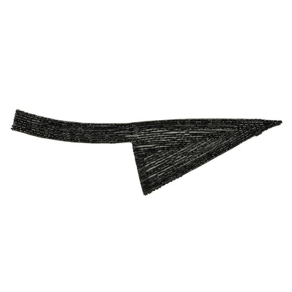 Vintage Black Geometric Glass Beaded Left Lapel Applique - 13" x 3.625"