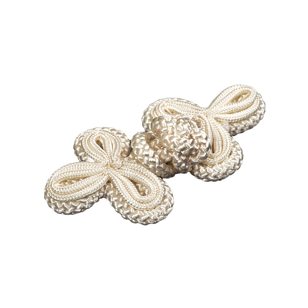Vintage Ivory Three Leaf Fancy Classic Frog Closure - 3" x 1.375" Folded