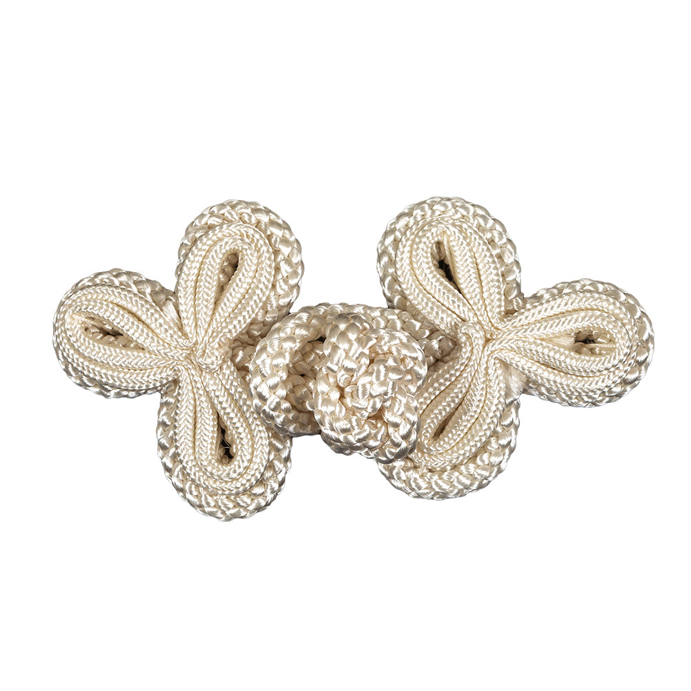 Vintage Ivory Three Leaf Fancy Classic Frog Closure - 3" x 1.375"