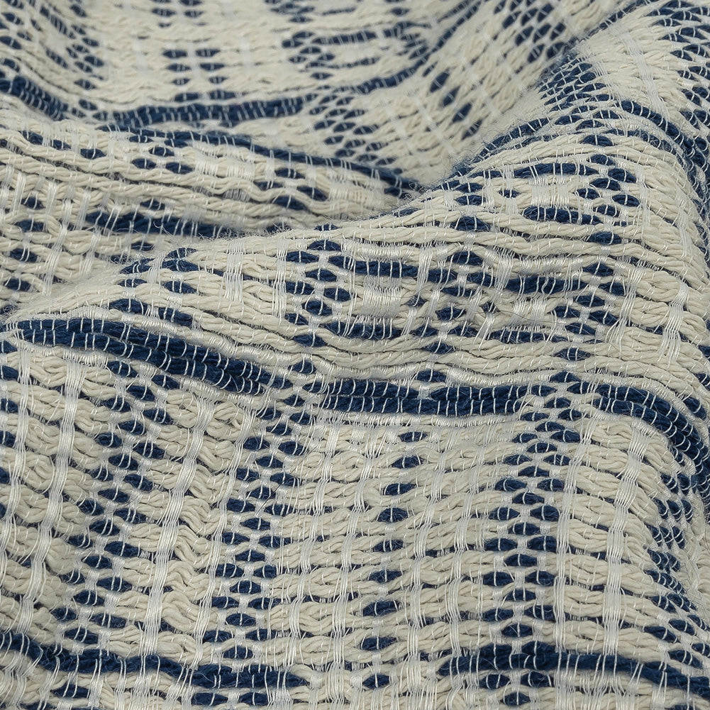 Sargasso Sea and Sugar Swizzle Jacquard Cotton Tweed Detail