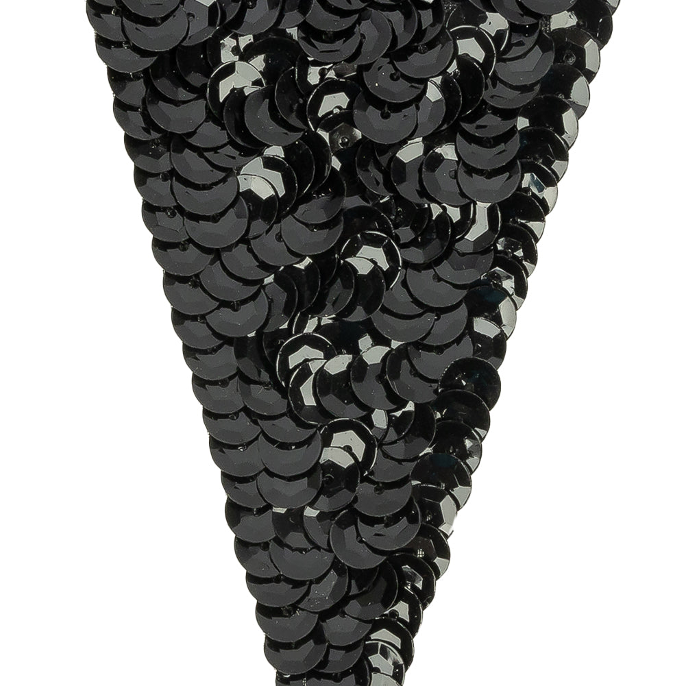 Vintage Black Diamond Sequined Applique - 5.375" x 2.5" Detail
