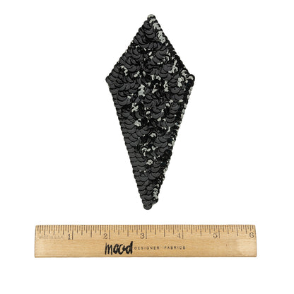 Vintage Black Diamond Sequined Applique - 5.375" x 2.5" Full