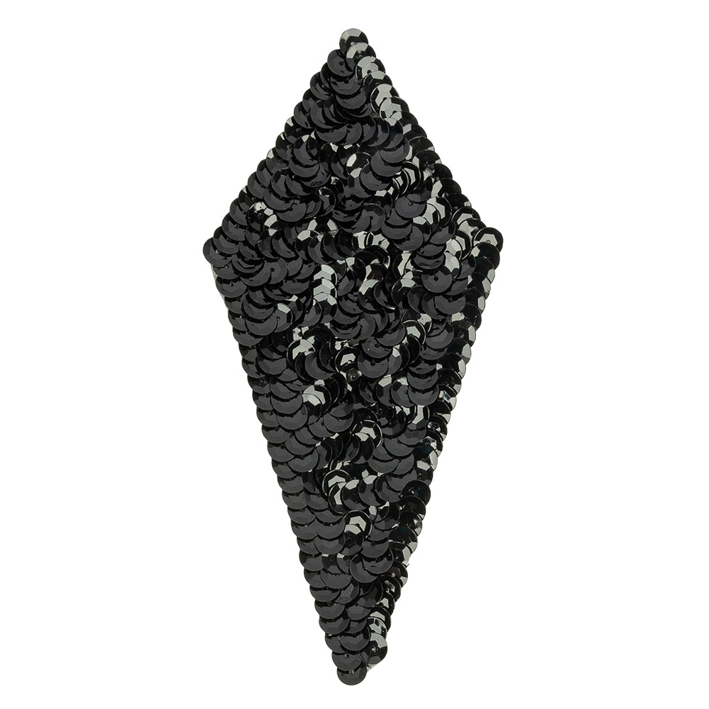 Vintage Black Diamond Sequined Applique - 5.375" x 2.5"