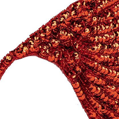 Vintage Fancy Red Sequins and Beaded Fan Applique - 6.25" x 7.5" Detail