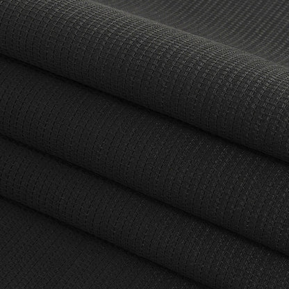 Black on Black Gridded Polyester Tweed Folded