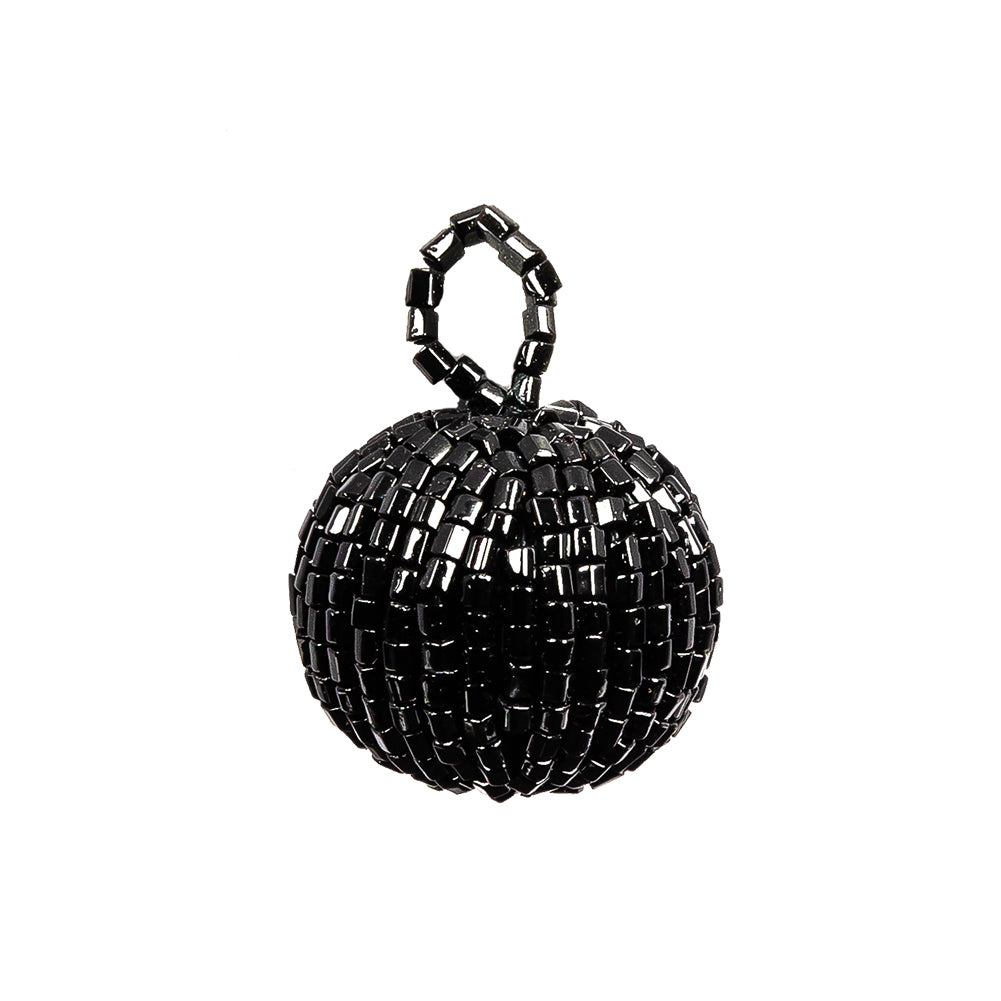 Vintage Black Chop Beaded Tassel Applique - 0.875"