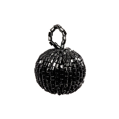 Vintage Black Chop Beaded Tassel Applique - 0.875"