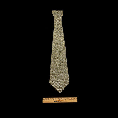 Vintage Fancy Silver-lined Bugle and Seed Beaded Tie Applique - 15" x 3.5" Full