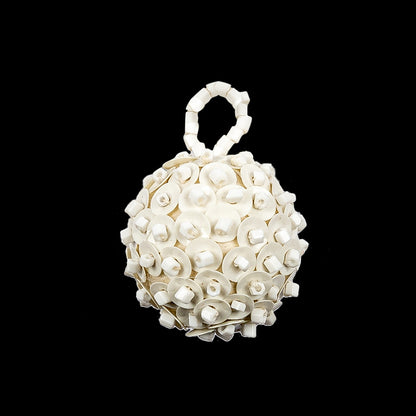 Vintage White Iris Sequins and White Chop Beaded Tassel Applique - 1"