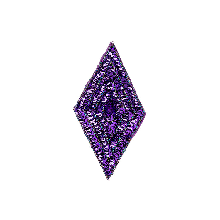 template--26688905969737__main-Vintage Purple Sequins and Oil Slick Iridescent Beaded Diamond Applique - 5" x 2.75"