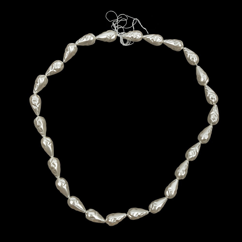 Vintage Faux Pearl Teardrop Beads Strand - 1.125" x 0.625"