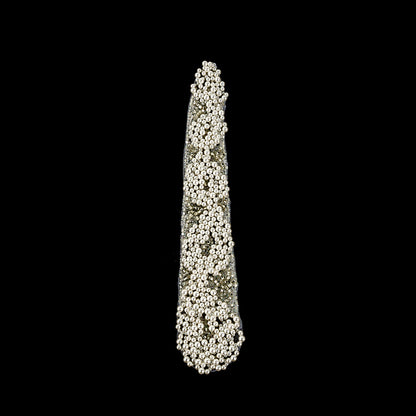 Vintage Fancy Pearl, Silver-lined and White Iris Beaded Tie Applique - 10.375" x 2"