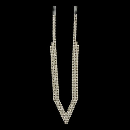 Vintage Crystal Rhinestone Pointed Collar Applique - 13.25" x 3.125"