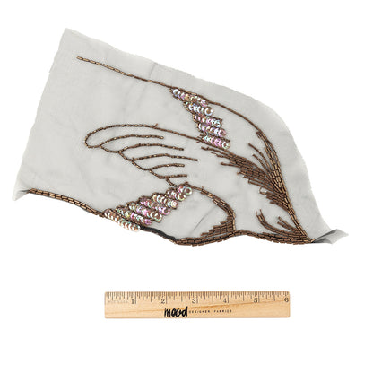 Vintage Bronze Beaded and Sequins Bird in Flight Sheer Applique - 5" x 9.25" Full