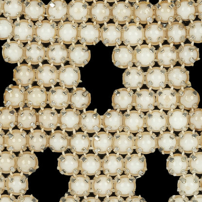 Vintage White Faux Pearl Diamond Collar Applique - 14.25" x 3.75" Detail