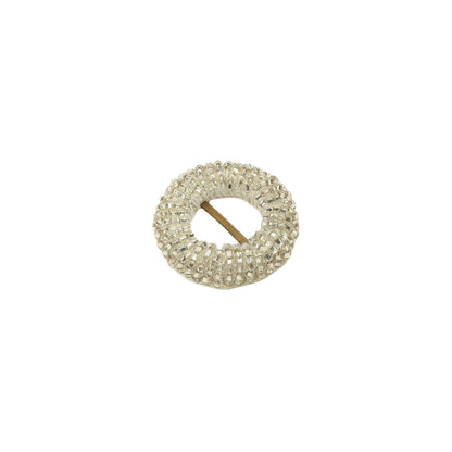Vintage Silver-Lined Beaded Circular Slider with Brass Bar - 1.125" Folded