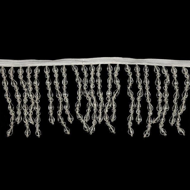 Vintage Crystal Teardrops Beaded Fringe - 3.5"