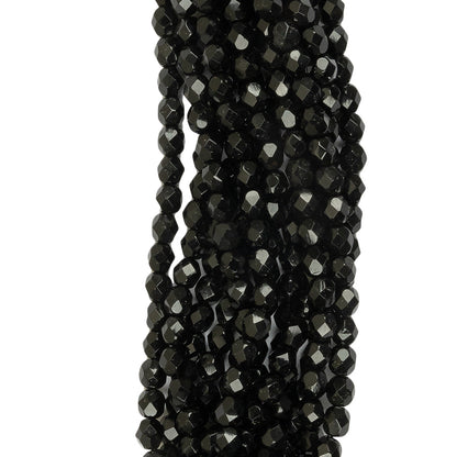 Vintage Jet Faceted Beaded Strands Bundle - 6mm Detail