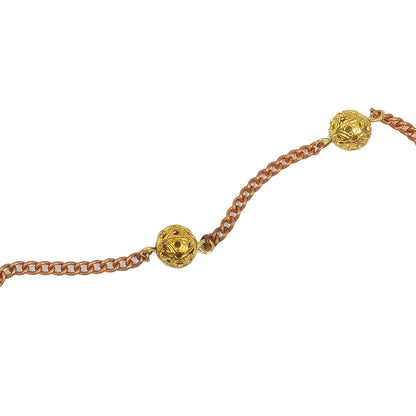 Vintage Bronze and Gold Metal Bead Chain Belt - 117" Detail