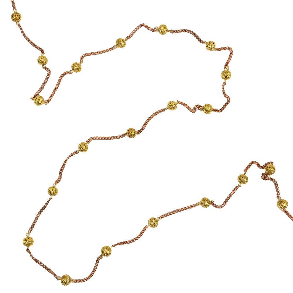 Vintage Bronze and Gold Metal Bead Chain Belt - 117"