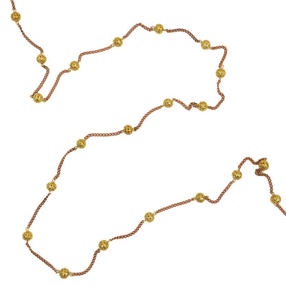 Vintage Bronze and Gold Metal Bead Chain Belt - 117"