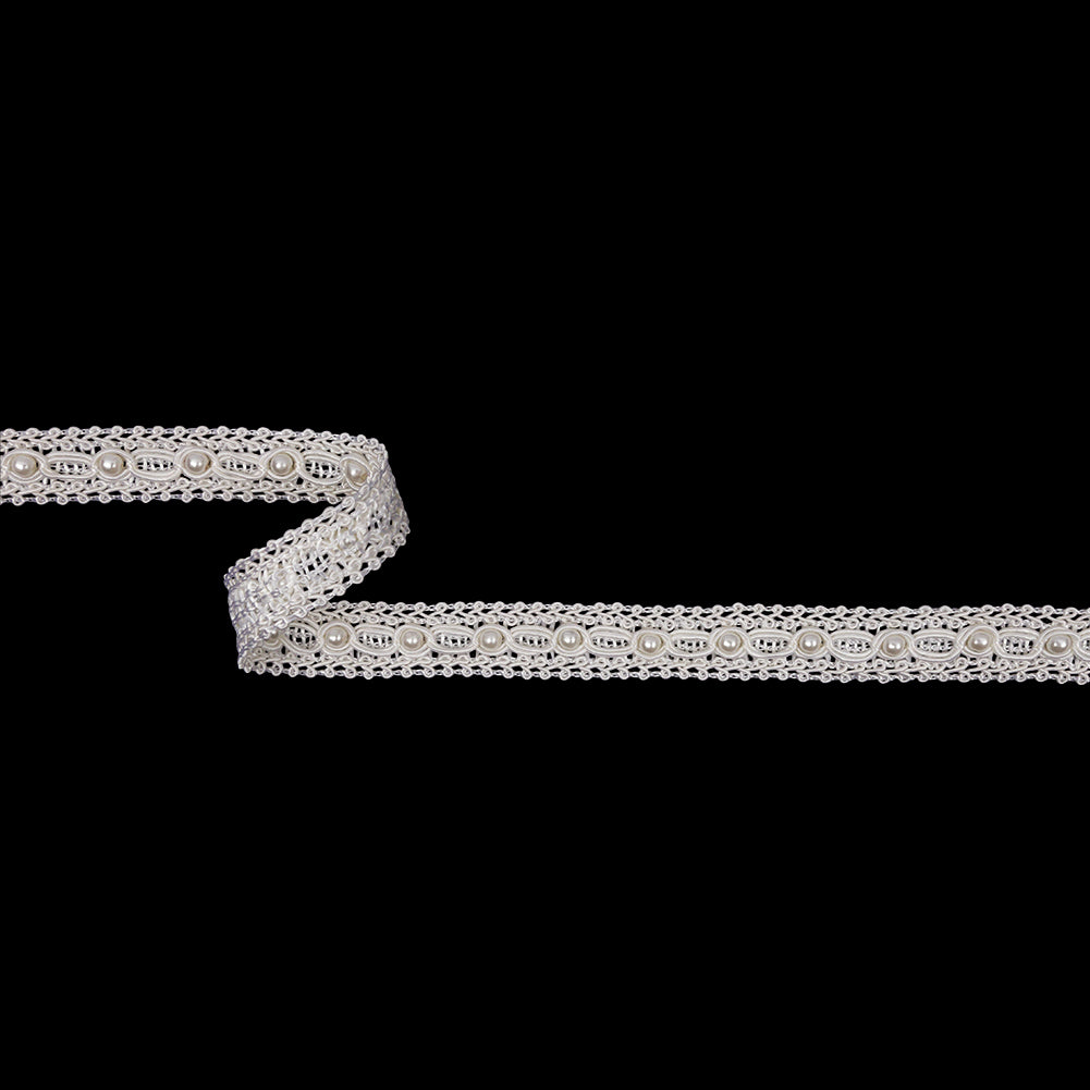 Vintage Pearl Gimp Braided Trim with Pearl Accents - 0.625"