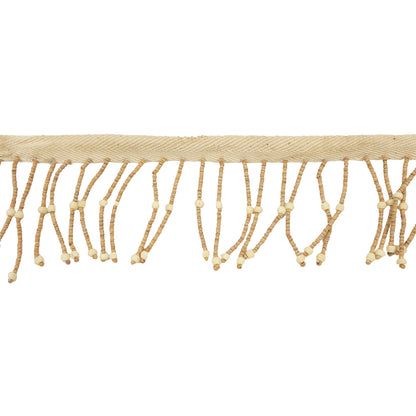Vintage Natural and Tan Wood Beaded Fringe Trim - 2.75"