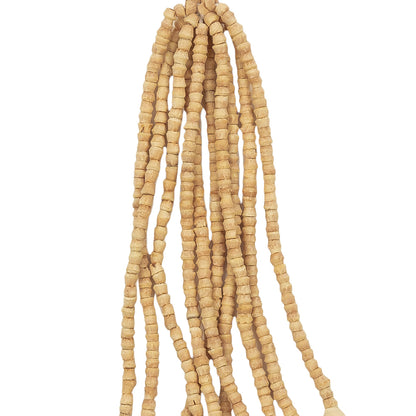 Vintage Natural Wood Beaded Tassel - 3" Detail