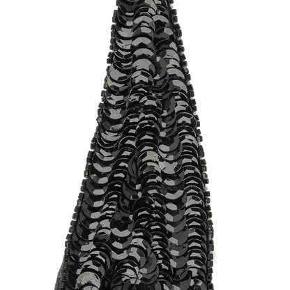Vintage Black Sequins and Beads Triangle Applique - 4.875" x 1.875" Detail