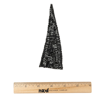Vintage Black Sequins and Beads Triangle Applique - 4.875" x 1.875" Full