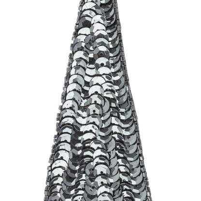 Vintage Gunmetal Sequins and Beads Triangle Applique - 4.875" x 1.875" Detail