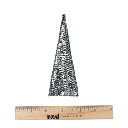 Vintage Gunmetal Sequins and Beads Triangle Applique - 4.875" x 1.875" Full