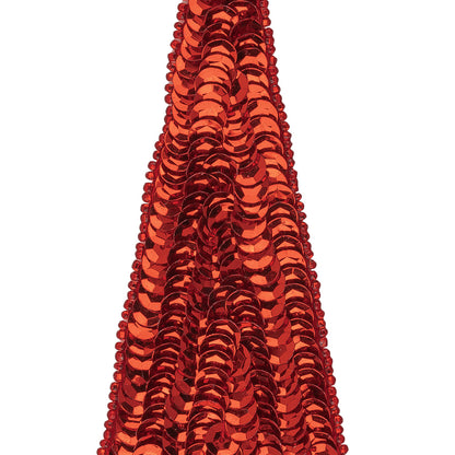 Vintage Ruby Red Sequins and Beads Triangle Applique - 4.875" x 1.875" Detail