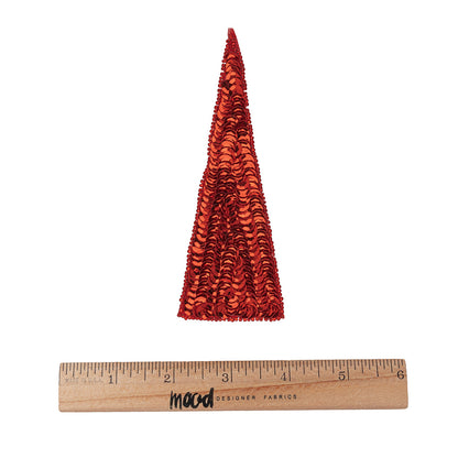 Vintage Ruby Red Sequins and Beads Triangle Applique - 4.875" x 1.875" Full