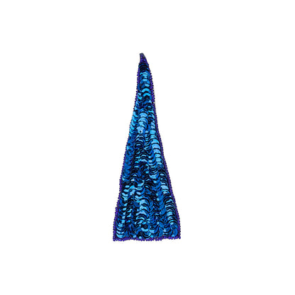Vintage Magnetic Blue Sequins and Beads Triangle Applique - 4.875" x 1.875"