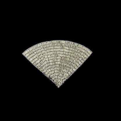 Vintage Silver-lined Beaded Fan Applique - 3.5" x 5"