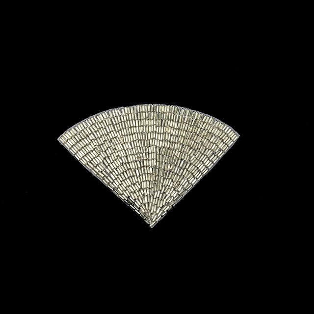 Vintage Silver-lined Beaded Fan Applique - 3.5" x 5"