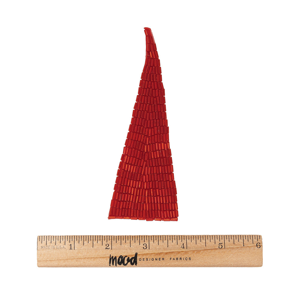 Vintage Space Cherry Bugle Beaded Triangle Applique - 5" x 1.875" Full