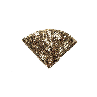 Vintage Gold Sequins Fan Applique - 3.5" x 5"