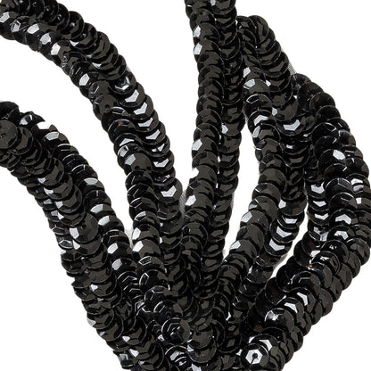 Vintage Black Sequined Abstract Left Side Applique - 5.25" x 3.625" Detail