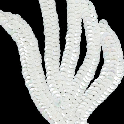 Vintage White Sequined Abstract Left Side Applique - 5.25" x 3.625" Detail