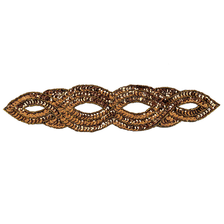 template--26688905969737__main-Vintage Bronze Sequins and Beaded Figure Eight Applique - 11" x 2.5"