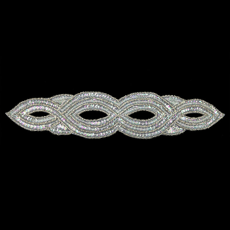 template--25130090922057__main-Vintage Crystal Iris Sequins and Beaded Figure Eight Applique - 11" x 2.5"