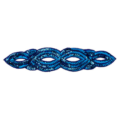Vintage Royal Blue Sequins and Beaded Figure Eight Applique - 11" x 2.5"