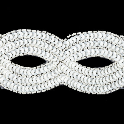 Vintage White Sequins and Beaded Figure Eight Applique - 11" x 2.5" Detail