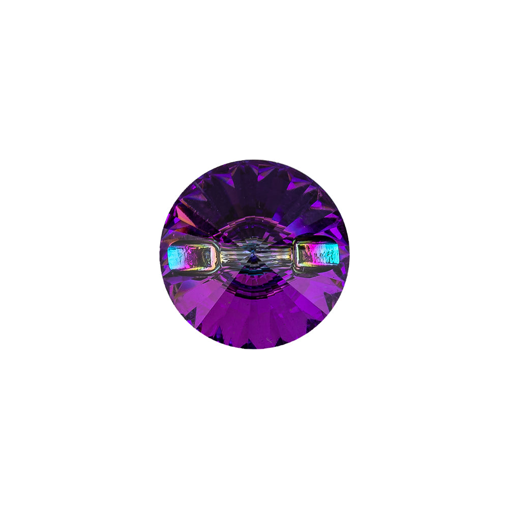 Vintage Swarovski Heliotrope and Gunmetal Unfoiled Self Back Button - 22L/14mm