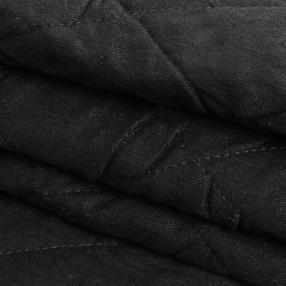 Matte Black Diamond Stitch Quilted Coating Folded