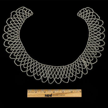 Vintage Silver-lined Beaded Abstract Neck Applique - 9.25" x 10" Full
