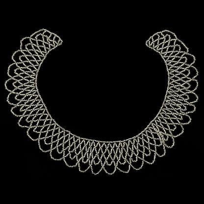 Vintage Silver-lined Beaded Abstract Neck Applique - 9.25" x 10"